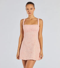 Clarice Sequin Beaded Lace A-Line Mini Dress