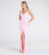 Tarna Lace-Up Bead Sequin Mermaid Formal Dress