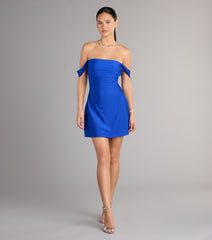 Classics Lover Off-The-Shoulder Satin A-Line Mini Dress