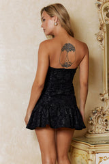 Fleurs Strapless Mini Dress Black