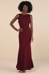 Exquisite Refinement Plum Purple Backless Bow Ruffled Maxi Dress