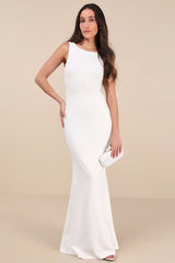 Love In Your Eyes Ivory Knotted Mermaid Maxi Dress
