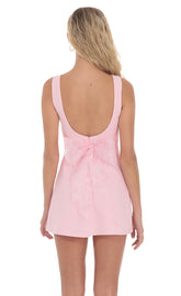 High Neck Back Bow Dress in Pink