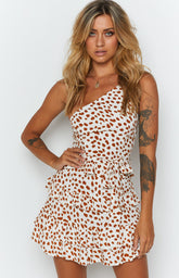 Move On Up Mini Dress Tan Spot