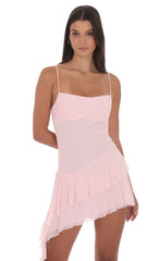 Mesh Tassel Dress in Pink