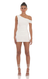 Off Shoulder Bodycon Dress in White