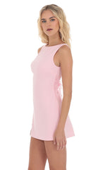 High Neck Back Bow Dress in Pink