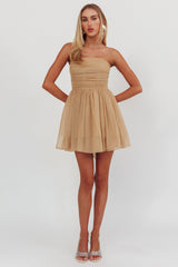 Guilty Pleasure Strapless Glitter Mini Dress Gold