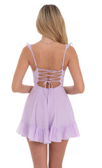 Ruffle Strap Fit and Flare Dress in Lavender