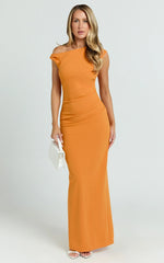 Genie Maxi Dress Off The Shoulder Dress in Orange