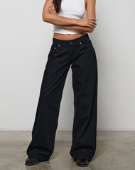 Low Rise Roomy Jeans in Rinse Black