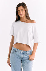 Reborn White Boxy Cropped Tee