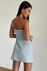 Javaya Bandeau Mini Dress Blue Stripe