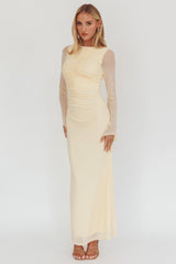 Luna Love Long Sleeve Mesh Maxi Dress Cream