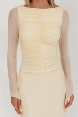 Luna Love Long Sleeve Mesh Maxi Dress Cream