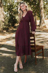 Lainey Smocked Dotted Midi Dress | Mulberry