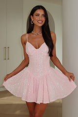 Mercedes Sequin Mini Dress - Baby Pink