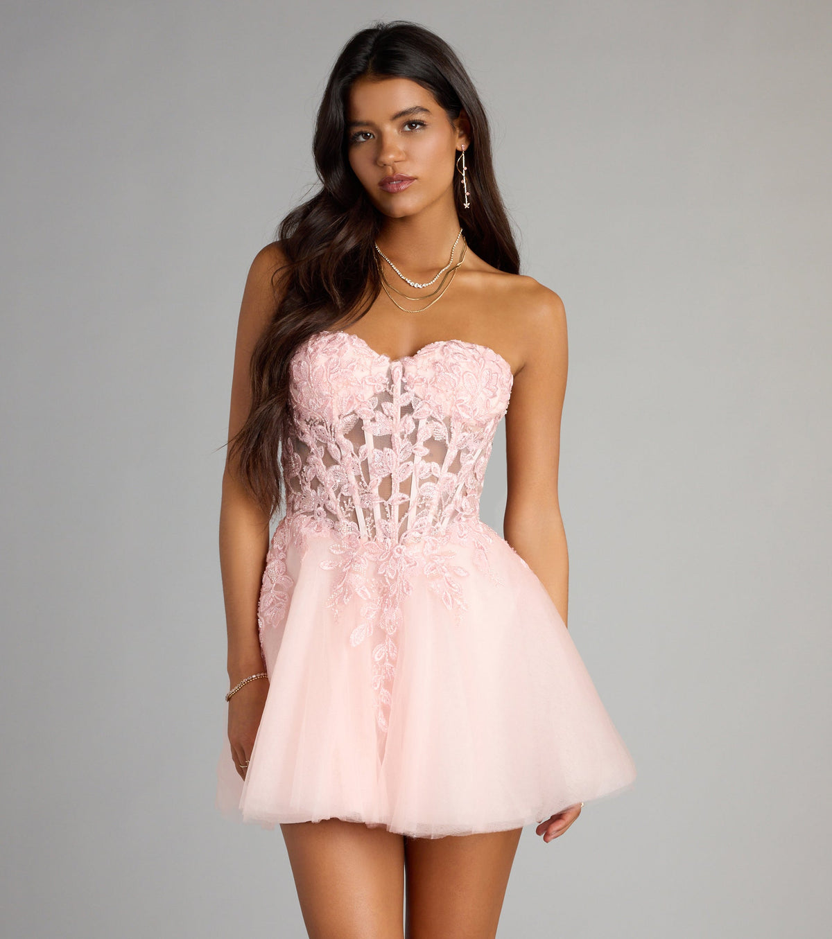 Carla Corset Tulle A-Line Mini Dress