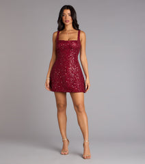 Clarice Sequin Beaded Lace A-Line Mini Dress