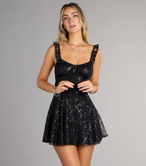 Starry Night Lace Ruffle Mini Dress