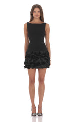Rosette Bodycon Dress in Black