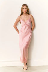 Sorone Satin Lace Maxi Slip Dress