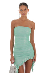 Shimmer Strapless Dress in Green