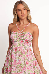 Cascade Halterneck Maxi Dress - Carmine Rose