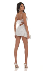 Velvet Sequin Bodycon Dress in White