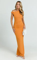 Genie Maxi Dress Off The Shoulder Dress in Orange