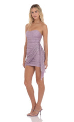 Strapless Sequin Tassel Corset Dress in Lilac