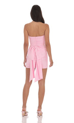 Attachable Bow Strapless Dress in Pink