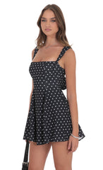 Polka Dot Fit and Flare Dress in Black