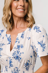 Kiana Poplin Maxi Dress | Off White + Blue