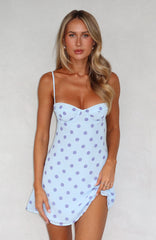 In The Back Of My Mind Mini Dress Baby Blue Polka Dot
